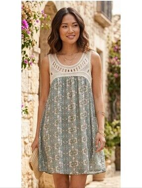 Jamie & Layla Crochet Boho Dress Multicolor Size XL